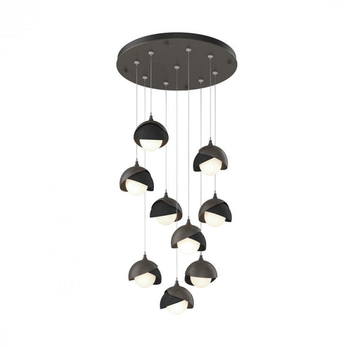 Hubbardton Forge Brooklyn 9 Light Double Shade Round Pendant Model: 131105-SKT-STND-20-84-GG0711