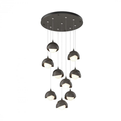 Hubbardton Forge Brooklyn 9 Light Double Shade Round Pendant Model: 131105-SKT-STND-20-84-GG0711