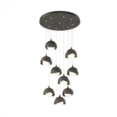 Hubbardton Forge Brooklyn 9 Light Double Shade Round Pendant Model: 131105-SKT-STND-20-84-GG0711