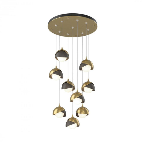 Hubbardton Forge Brooklyn 9 Light Double Shade Round Pendant Model: 131105-SKT-STND-20-84-GG0711