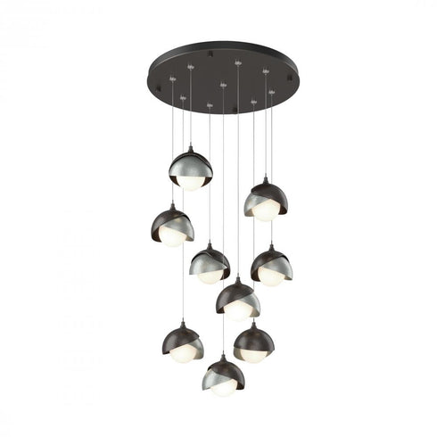 Hubbardton Forge Brooklyn 9 Light Double Shade Round Pendant Model: 131105-SKT-STND-20-84-GG0711