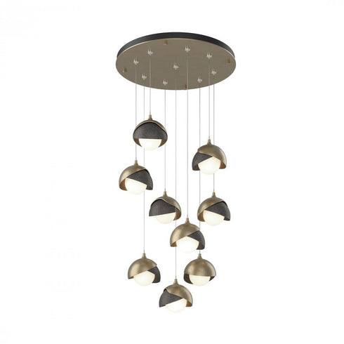 Hubbardton Forge Brooklyn 9 Light Double Shade Round Pendant Model: 131105-SKT-STND-20-84-GG0711
