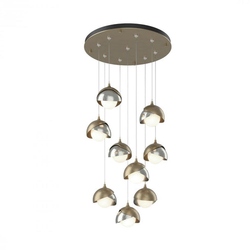Hubbardton Forge Brooklyn 9 Light Double Shade Round Pendant Model: 131105-SKT-STND-20-84-GG0711