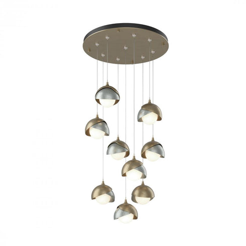 Hubbardton Forge Brooklyn 9 Light Double Shade Round Pendant Model: 131105-SKT-STND-20-84-GG0711