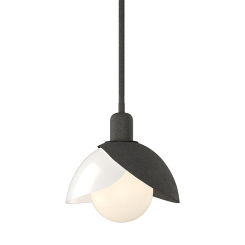 Hubbardton Forge Brooklyn Double Shade Art Glass Mini Pendant in White Finish Model: 181184-SKT-MULT-02-BB0757
