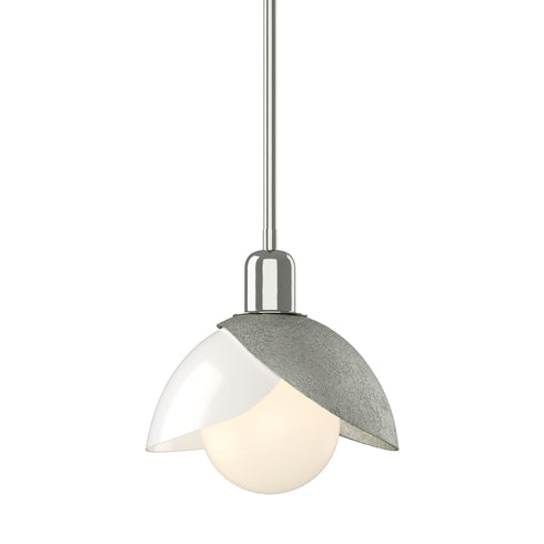 Hubbardton Forge Brooklyn Double Shade Art Glass Mini Pendant in White Finish Model: 181184-SKT-MULT-02-BB0757