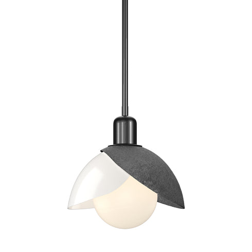 Hubbardton Forge Brooklyn Double Shade Art Glass Mini Pendant in White Finish Model: 181184-SKT-MULT-02-BB0757