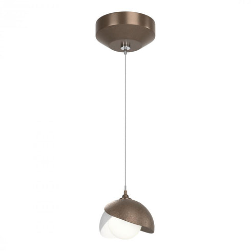 Hubbardton Forge Brooklyn Double Shade Low Voltage Mini Pendant in Bronze Finish Model: 161183-SKT-STND-05-02-GG0711