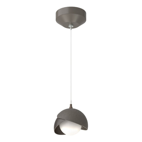 Hubbardton Forge Brooklyn Double Shade Low Voltage Mini Pendant in Bronze Finish Model: 161183-SKT-STND-05-02-GG0711