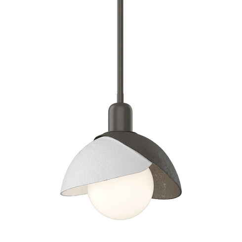 Hubbardton Forge Brooklyn Double Shade Mini Pendant in White Finish Model: 181183-SKT-MULT-02-02