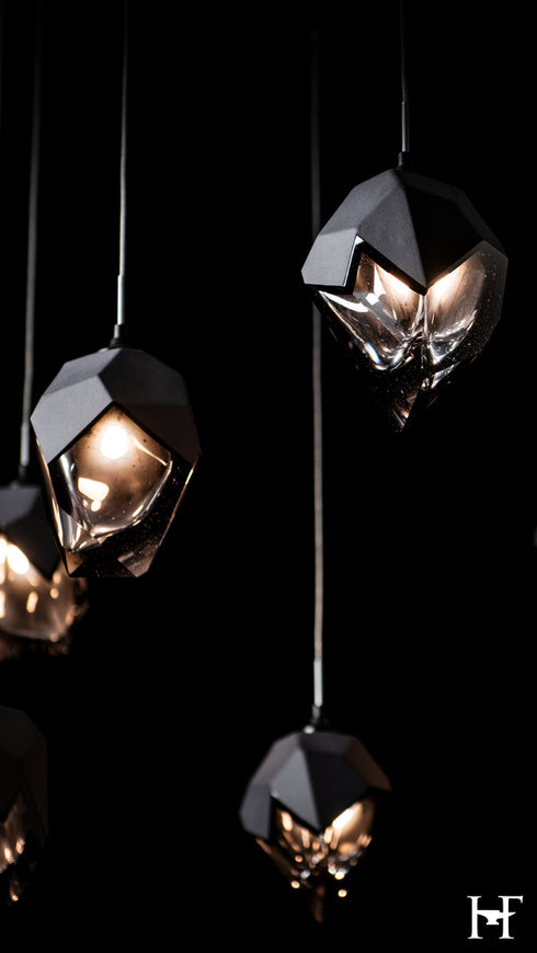 Hubbardton Forge Chrysalis 10 Light Small Crystal Mobile Pendant in Black Finish Model: 131159-SKT-STND-10-BP0754
