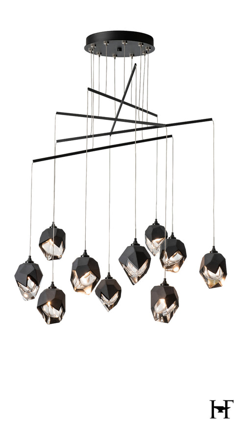 Hubbardton Forge Chrysalis 10 Light Small Crystal Mobile Pendant in Black Finish Model: 131159-SKT-STND-10-BP0754