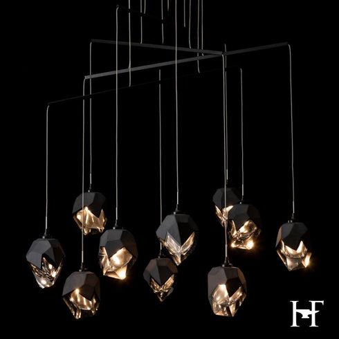 Hubbardton Forge Chrysalis 10 Light Small Crystal Mobile Pendant in Black Finish Model: 131159-SKT-STND-10-BP0754