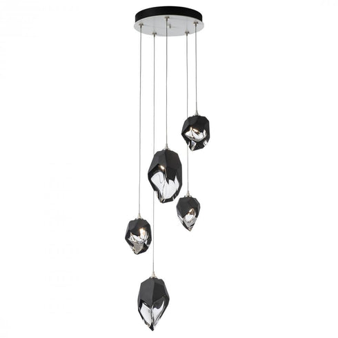 Hubbardton Forge Chrysalis 5 Light Mixed Crystal Pendant Model: 131139-SKT-LONG-20-BP0756