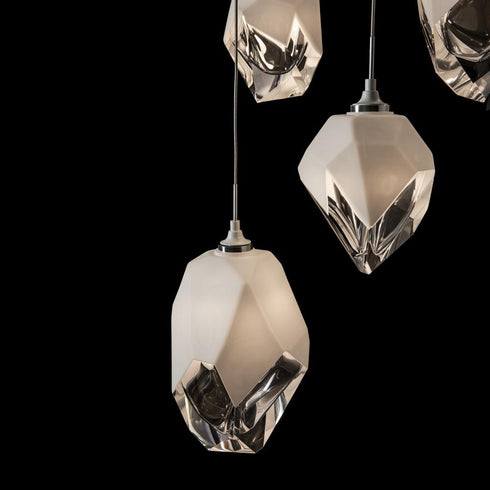 Hubbardton Forge Chrysalis 5 Light Mixed Crystal Pendant Model: 131139-SKT-STND-85-WP0756
