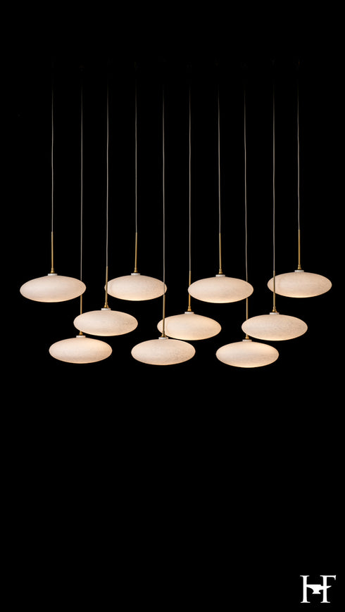 Hubbardton Forge Clouds 10 Light Pendant in Modern Brass Finish Model: 131148-SKT-STND-86-GS0818
