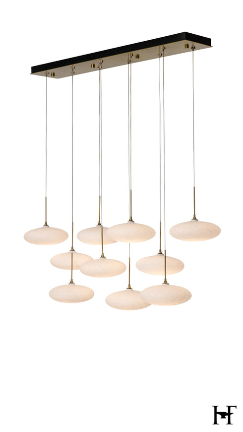 Hubbardton Forge Clouds 10 Light Pendant in Modern Brass Finish Model: 131148-SKT-STND-86-GS0818