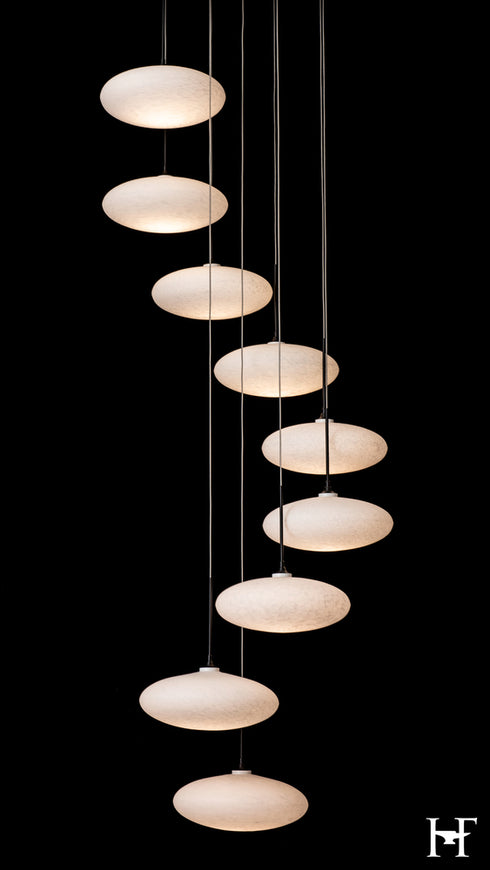 Hubbardton Forge Clouds 9 Light Pendant in Black Finish Model: 131147-SKT-STND-10-GS0818