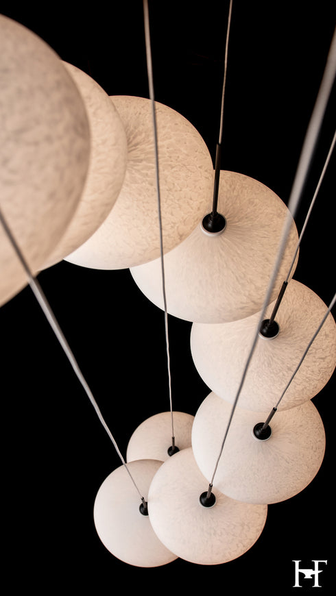 Hubbardton Forge Clouds 9 Light Pendant in Black Finish Model: 131147-SKT-STND-10-GS0818