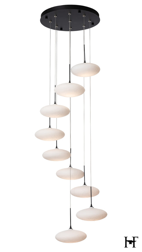 Hubbardton Forge Clouds 9 Light Pendant in Black Finish Model: 131147-SKT-STND-10-GS0818