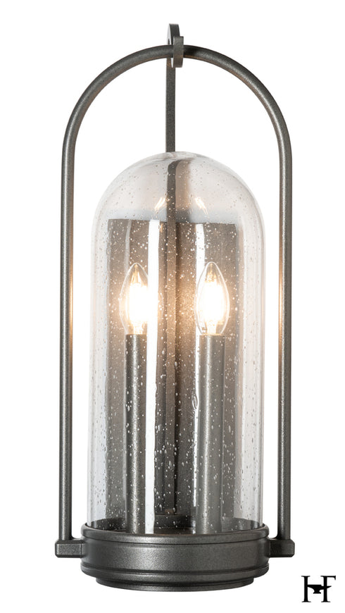 Hubbardton Forge Davis Medium Outdoor Sconce in Coastal Natural Iron Finish Model: 305212-SKT-20-II0825