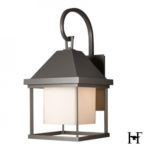 Hubbardton Forge Dorset Medium Dark Sky Friendly Outdoor Sconce in Coastal Burnished Steel Finish Model: 305202-SKT-78-GG0832