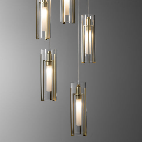 Hubbardton Forge Exos Glass 5 Light Pendant Model: 131124-SKT-LONG-20-ZM0065