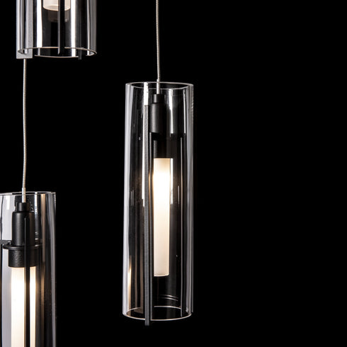 Hubbardton Forge Exos Glass 5 Light Pendant Model: 131124-SKT-LONG-20-ZM0065