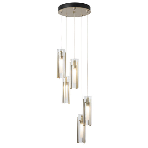 Hubbardton Forge Exos Glass 5 Light Pendant Model: 131124-SKT-LONG-20-ZM0065