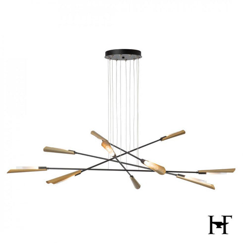 Hubbardton Forge Flight 10 Light Pendant in Black Finish Model: 131412-SKT-LONG-10-86-WC0822