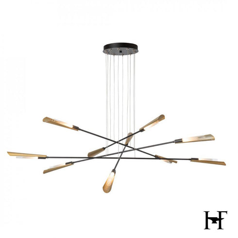 Hubbardton Forge Flight 10 Light Pendant in Black Finish Model: 131412-SKT-LONG-10-86-WC0822