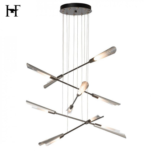 Hubbardton Forge Flight 10 Light Small Pendant in Dark Smoke Finish Model: 131410-SKT-STND-07-85-WC0822