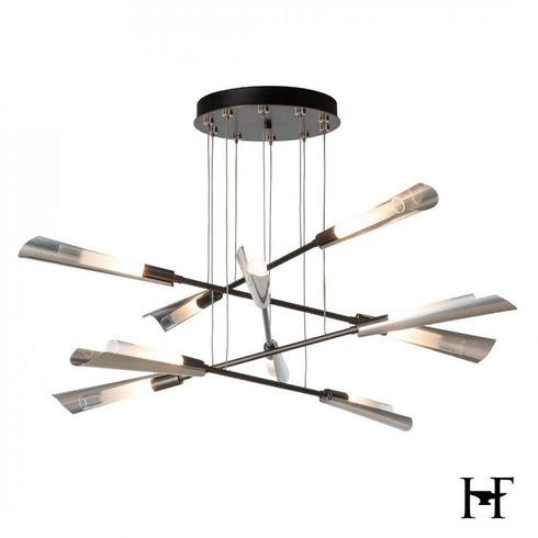 Hubbardton Forge Flight 10 Light Small Pendant in Dark Smoke Finish Model: 131410-SKT-STND-07-85-WC0822