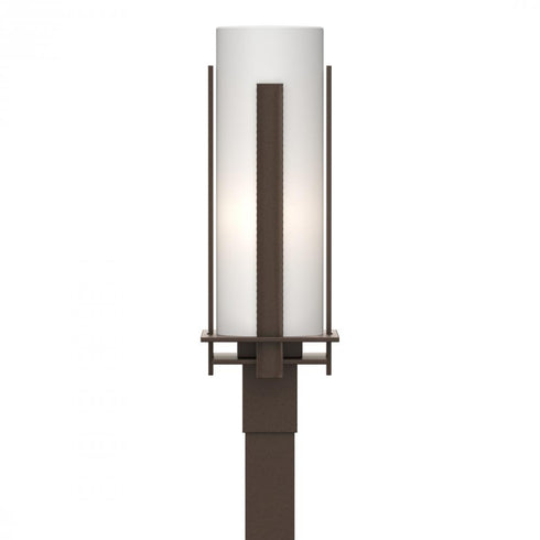 Hubbardton Forge Forged Vertical Bars Outdoor Post Light in Coastal Oil Rubbed Bronze Finish Model: 347288-SKT-14-GG0040