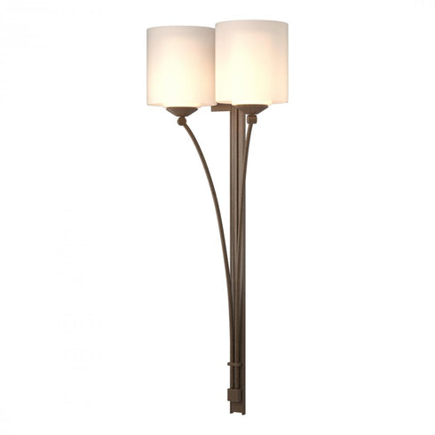 Hubbardton Forge Formae Contemporary 2 Light Sconce in Bronze Finish Model: 204672-SKT-05-GG0169