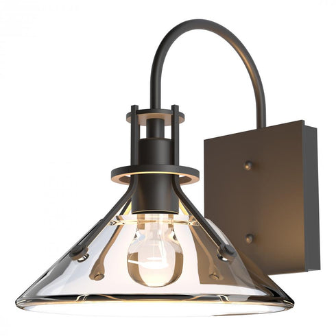 Hubbardton Forge Henry Small Glass Shade Outdoor Sconce in Coastal Oil Rubbed Bronze Finish Model: 302709-SKT-14-FD0673