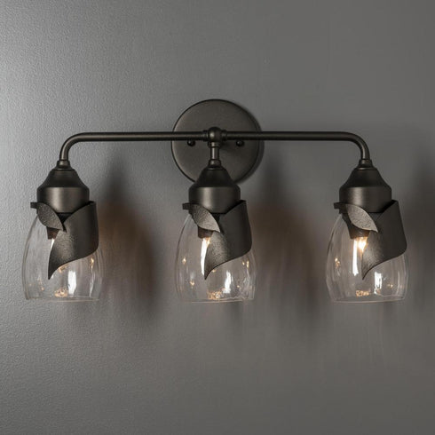 Hubbardton Forge Lapas 3 Light Bath Sconce in Black Finish Model: 201352-SKT-10-GG0330