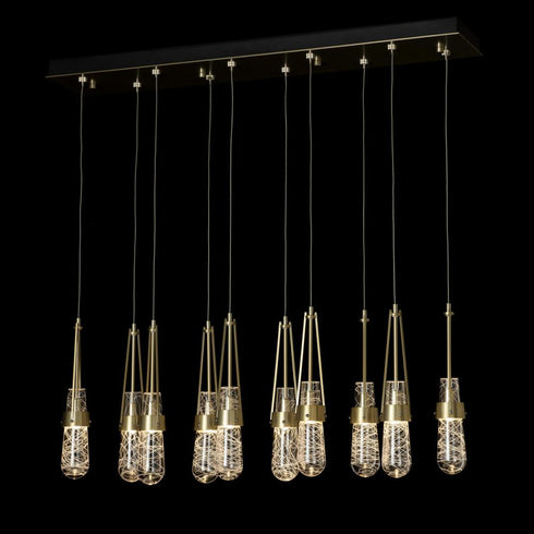 Hubbardton Forge Link 10 Light Blown Glass Rectangular Pendant Model: 131200-SKT-STND-85-YG0434