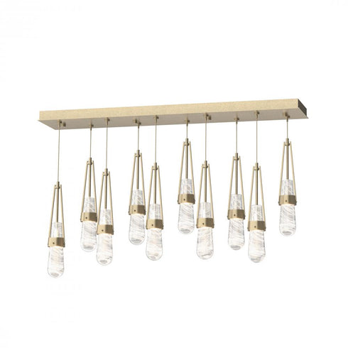 Hubbardton Forge Link 10 Light Blown Glass Rectangular Pendant Model: 131200-SKT-STND-85-YG0434