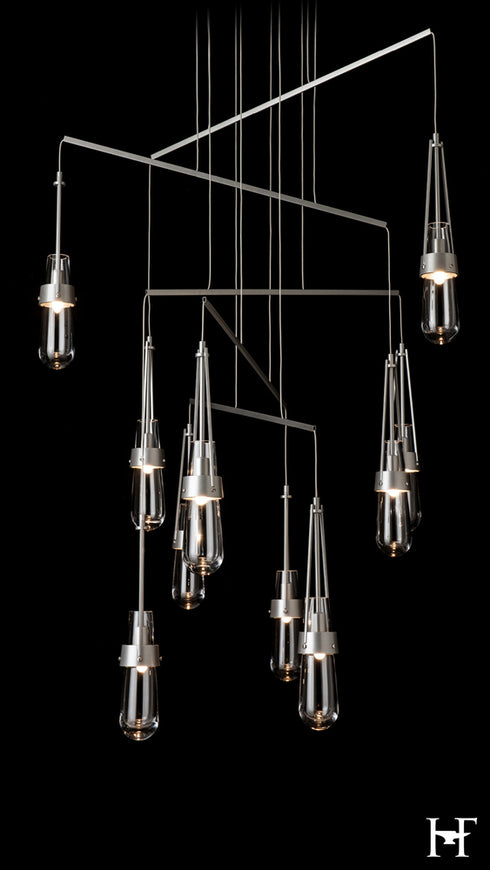 Hubbardton Forge Link 10 Light Clear Glass Mobile Pendant in Vintage Platinum Finish Model: 131149-SKT-STND-82-ZM0434