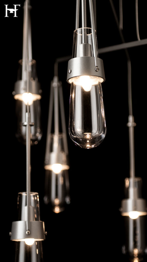 Hubbardton Forge Link 10 Light Clear Glass Mobile Pendant in Vintage Platinum Finish Model: 131149-SKT-STND-82-ZM0434