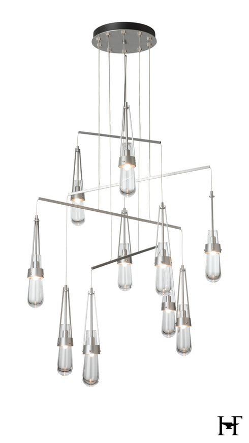 Hubbardton Forge Link 10 Light Clear Glass Mobile Pendant in Vintage Platinum Finish Model: 131149-SKT-STND-82-ZM0434