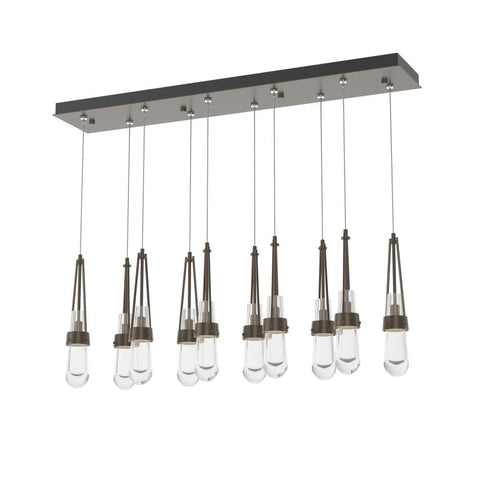 Hubbardton Forge Link 10 Light Clear Glass Rectangular Pendant Model: 131207-SKT-STND-14-ZM0434