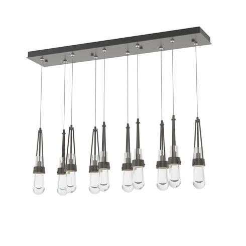 Hubbardton Forge Link 10 Light Clear Glass Rectangular Pendant Model: 131207-SKT-STND-14-ZM0434
