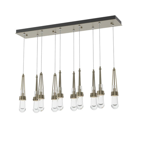 Hubbardton Forge Link 10 Light Clear Glass Rectangular Pendant Model: 131207-SKT-STND-14-ZM0434