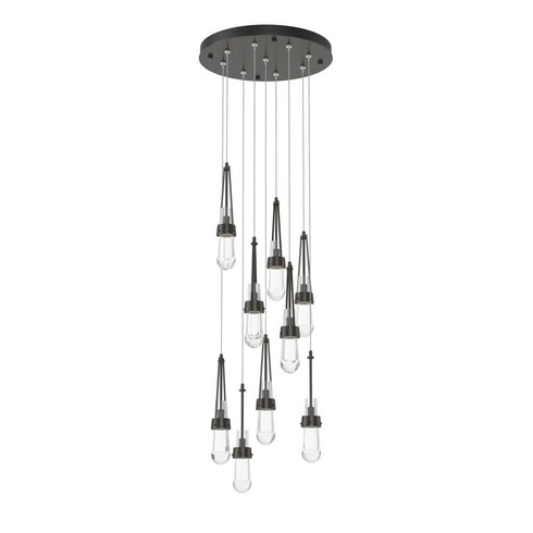 Hubbardton Forge Link 9 Light Clear Glass Round Pendant Model: 131108-SKT-STND-85-ZM0434