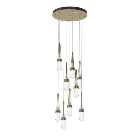 Hubbardton Forge Link 9 Light Clear Glass Round Pendant Model: 131108-SKT-STND-85-ZM0434