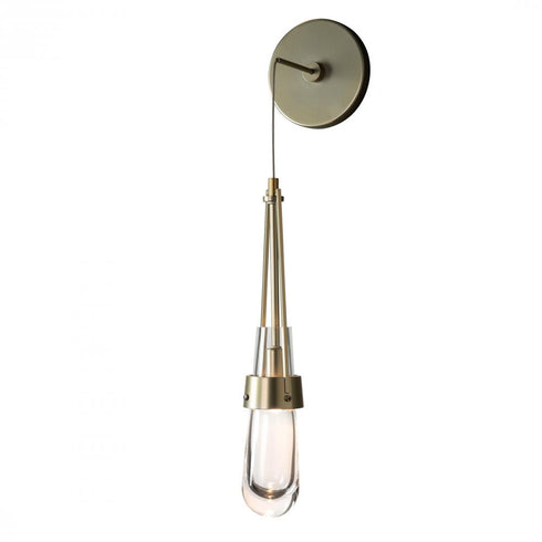 Hubbardton Forge Link Clear Glass Low Voltage Sconce in Modern Brass Finish Model: 201395-SKT-86-ZM0434