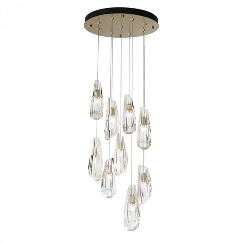 Hubbardton Forge Luma 9 Light Large Crystal Round Pendant Model: 131101-SKT-LONG-84-CR