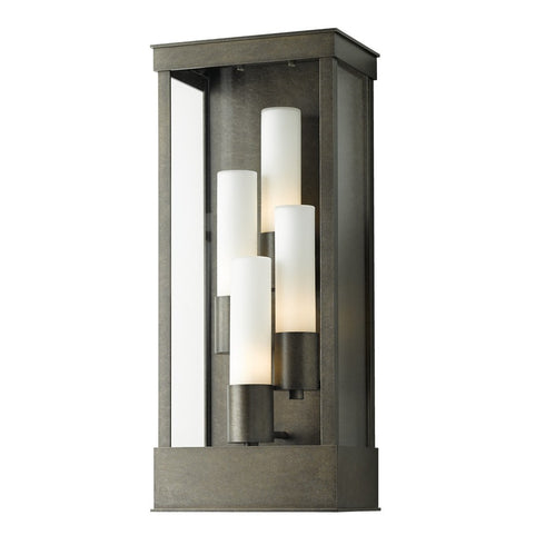 Hubbardton Forge Portico Large Outdoor Sconce in Coastal Oil Rubbed Bronze Finish Model: 304330-SKT-14-GG0392